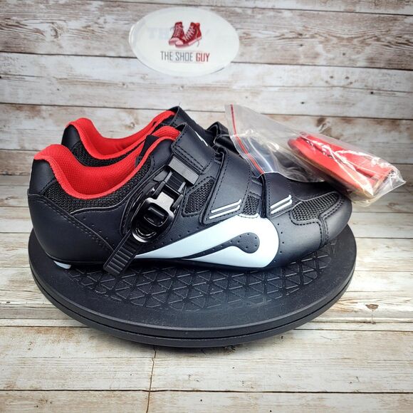 Peloton Cycling Shoes Size 40 US Women Size 9 Men 7 With Cleats Black Red - Picture 1 of 15